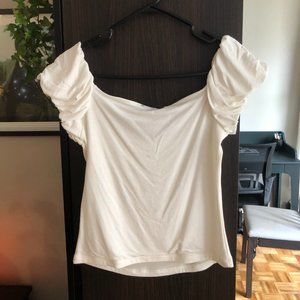 Puff Cap Sleeve White Top